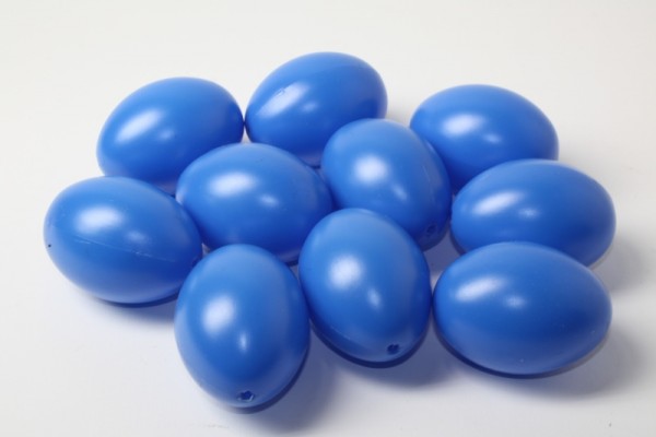 Kunststoff-Eier / Plastikei, 6 cm, 10 Stück, blau