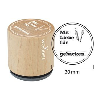 Woodies Holzstempel, Ø 30 mm, Mit Liebe für...gebacken
