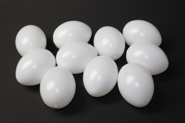 Kunststoff-Eier / Plastikei, 6 cm, 10 Stück, weiß