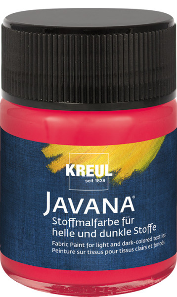 KREUL Javana Stoffmalfarbe für helle und dunkle Stoffe 50 ml, Cherry