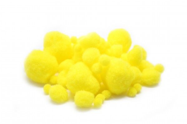 Pompons-Mix, Ø 1 - 4,5 cm, 100 Stück, gelb