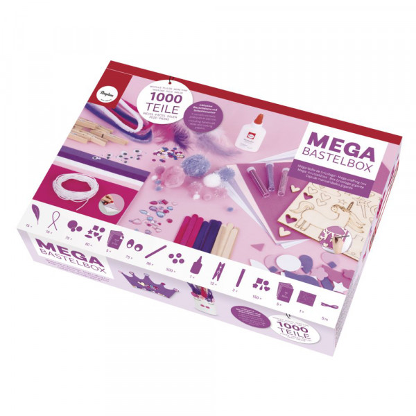 Mega-Bastelbox Unicorn 1.000 Teile weiß/pink/lila Töne
