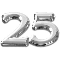 Deko-Zahl "25", 15 Stück, silber
