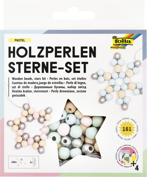 Holzperlen-Sterne-Set "Pastell" 161 Teile