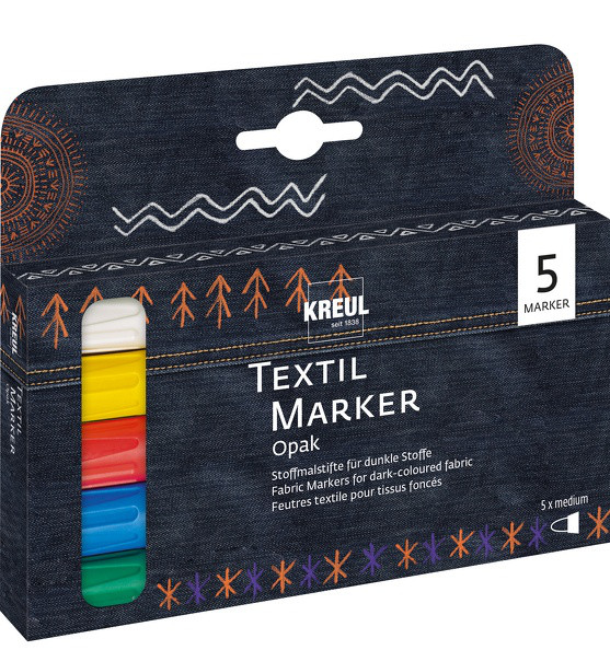 KREUL Textil Marker Opak medium 5er Set