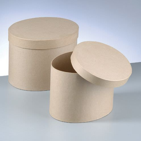 Boxen-Jumbo-Set Oval, aus Pappmaché, 2-teilig