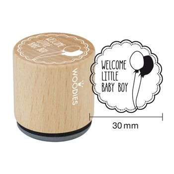Woodies Holzstempel, Ø 30 mm, Welcome little baby boy