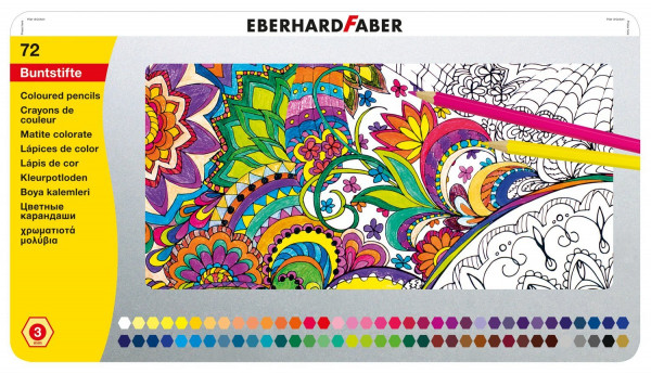 Eberhard Faber - 72 hexagonal Buntstifte im Blechetui
