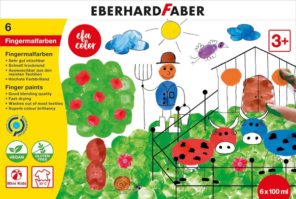 EBERHARD FABER Fingermalfarbe, 6 Farben