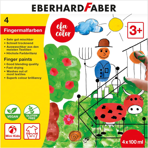 EBERHARD FABER Fingermalfarbe, 4 Farben