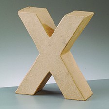 Buchstabe X, 10 x 3 cm, aus Pappmaché