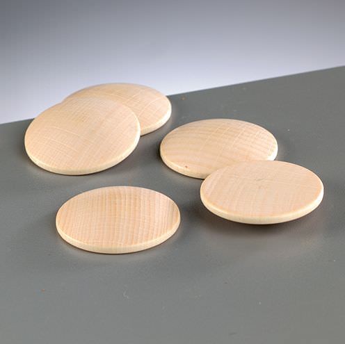 Holz-Platine, rund, gewölbt, 18 Stück, Ø 15 mm