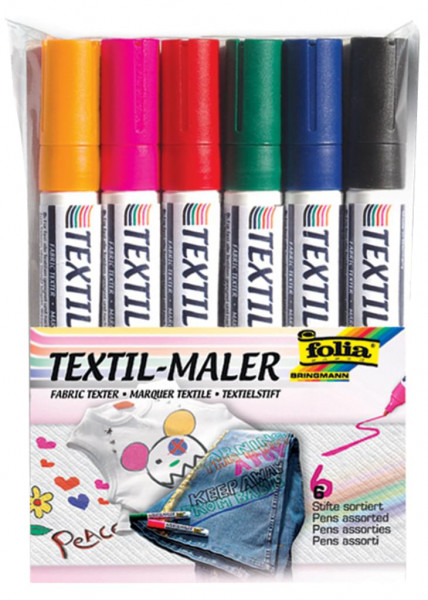 folia Textil-Maler 6er Set farbig sortiert