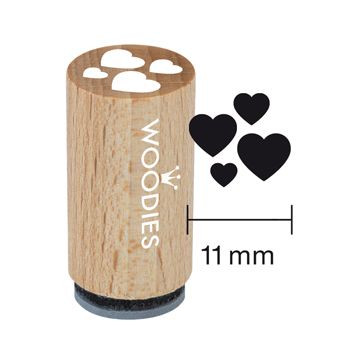 Woodies Mini Holzstempel, Ø 15 mm, Herzen