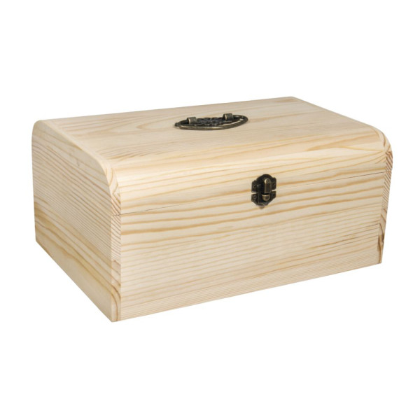 Holz Koffer mit Antikbeschlag, 29,5x20,5x14cm, natur
