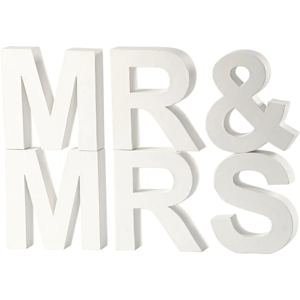 Buchstabe Set, Mr & Mrs, H 17,5 cm, T 4,5 cm, Weiß