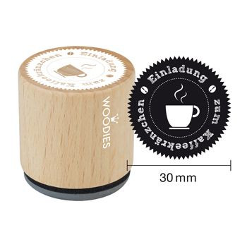 Woodies Holzstempel, Ø 30 mm, Einladung zum Kaffeekränzchen