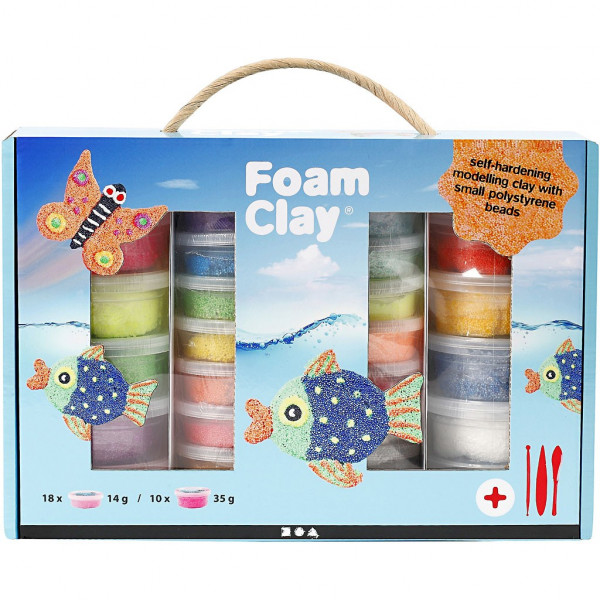 Foam Clay Set, sortierte Farben, 28 Dosen, 3 Modellierwerkzeuge