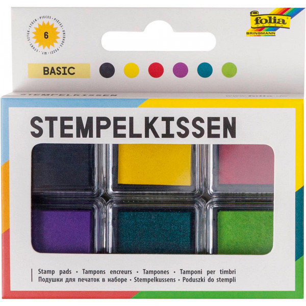 Stempelkissen Set "Basic" , 6 Stück farbig sortiert
