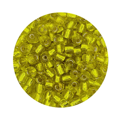 Rocailles aus China, 17g Dose, 4mm, gelb silbereinzug