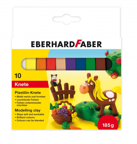 EBERHARD FABER® Plastilin Knete, Kartonetui, 10 Farben
