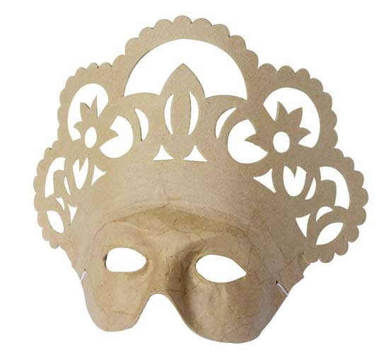 Maske Königin, aus Pappmaché, 26 x 10 x 21,5 cm
