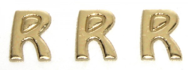 Wachsbuchstaben, 8 mm, 3 Stück, gold, R