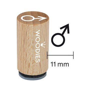 Woodies Mini Holzstempel, Ø 15 mm, Marszeichen Jungen