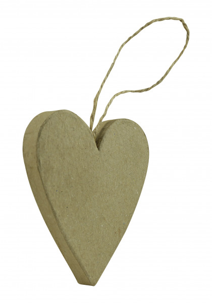 Herz flach, Anhänger aus Pappmachè, 1 x 7 x 8cm