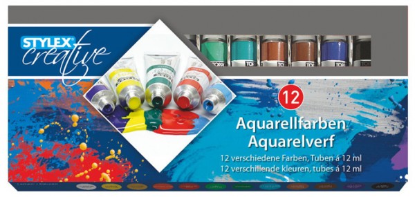 Aquarellfarben-Set mit 12 x 12 ml Tuben