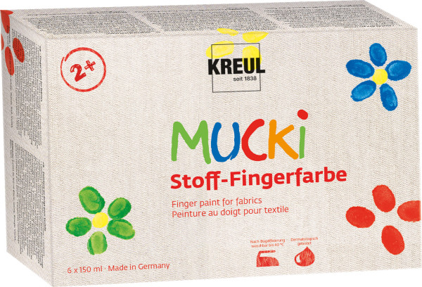 MUCKI Stoff-Fingerfarbe 6er Set