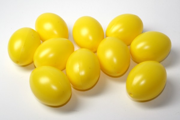 Kunststoff-Eier / Plastikei, 6 cm, 10 Stück, gelb