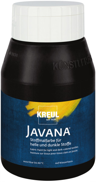 KREUL Javana Stoffmalfarbe für helle und dunkle Stoffe 500 ml - Schwarz