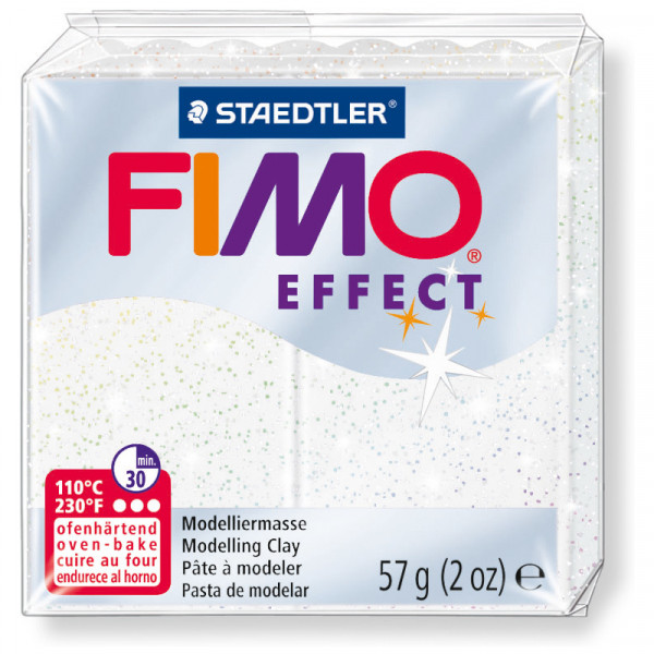FIMO effect, Modelliermasse, 57 g, Glitter Weiß