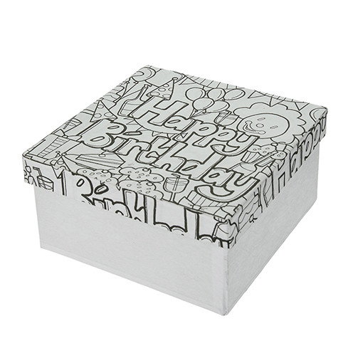 DoodleArt Happy Birthday, Box Quadrat, 10 x 10 x 5cm