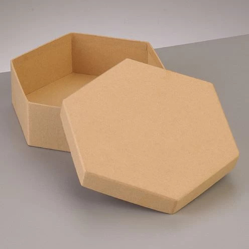 Box Sechseck, aus Pappmaché, 16,5 x 16,5 x 8 cm