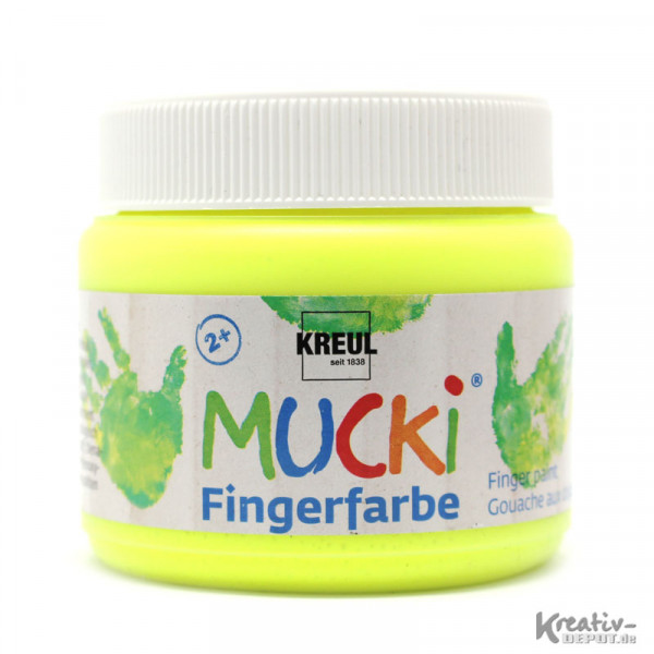 MUCKI Fingerfarbe, Neon, 150 ml, Quietsch-Gelb