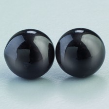 Tieraugen mit Öse, Glas, schwarz, Ø 12 mm, 4 Stück
