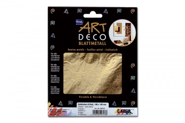 ART DECO Blattmetall, 6 Blatt, 14x14 cm, Goldfarben