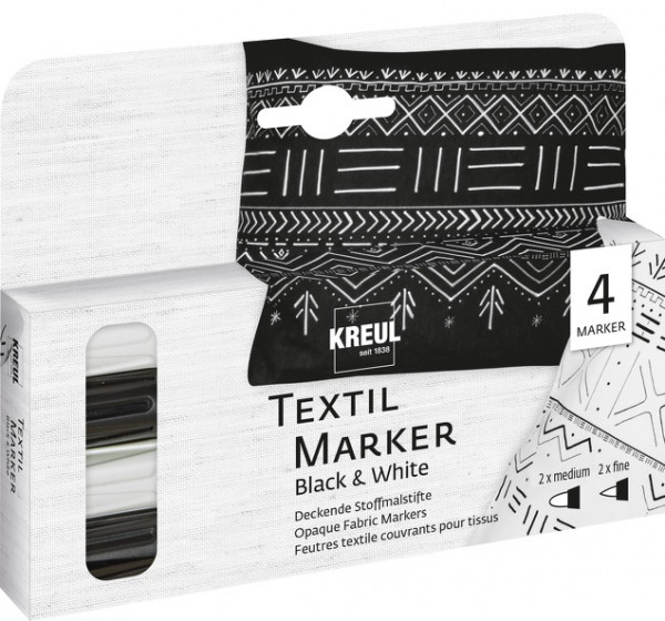 KREUL Textil Marker Opak 4er Set Black & White