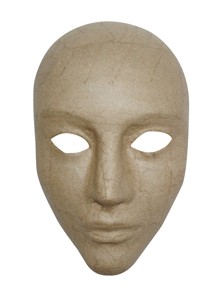 Maske Gesicht, aus Pappmaché, 17 x 11 x 24 cm