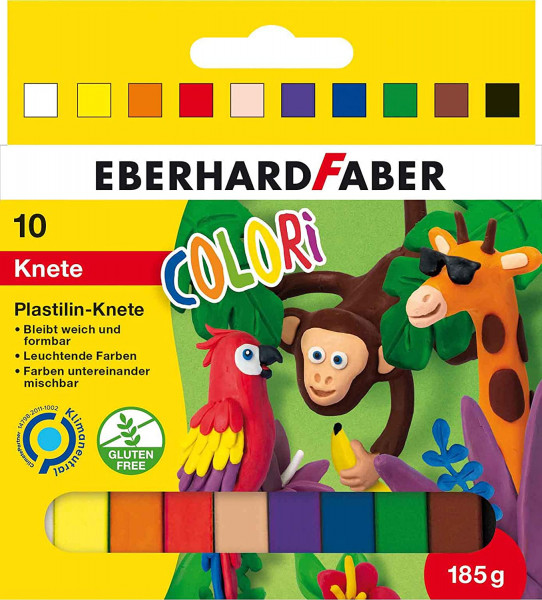 EBERHARD FABER® Colori Plastilin-Knete, Kartonetui mit 10 Farben