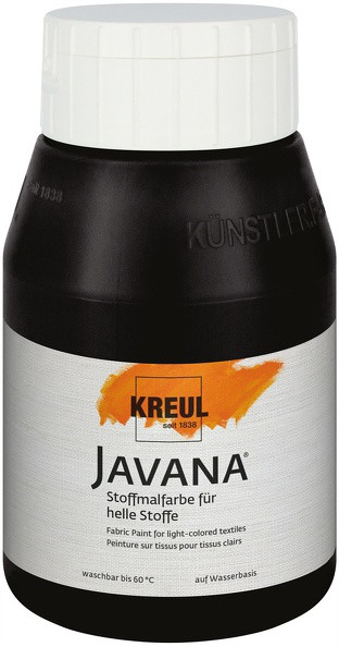 KREUL Javana Stoffmalfarbe für helle Stoffe, 500 ml, Schwarz