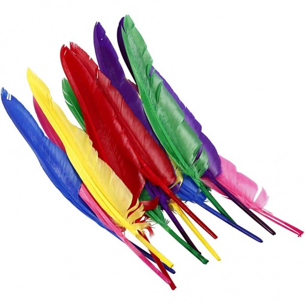 Indianerfedern, sortierte Farben, ca. 12 Stück, 27 cm