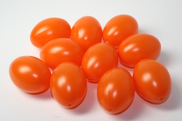 Kunststoff-Eier / Plastikei, 6 cm, 10 Stück, orange