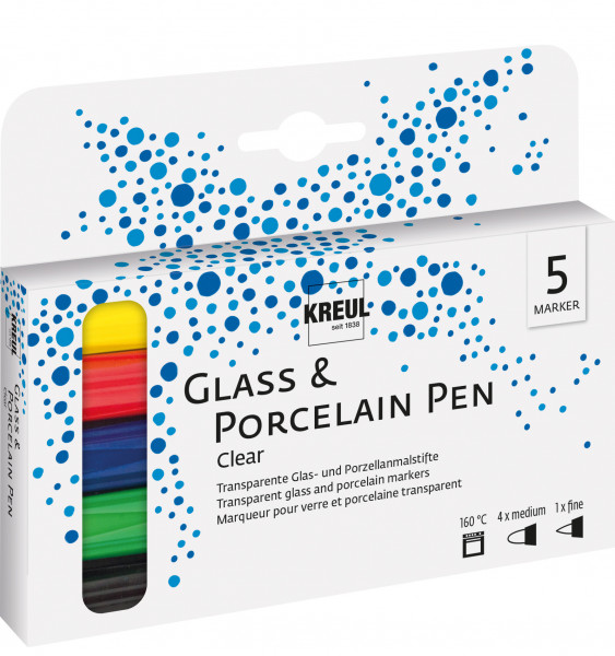 KREUL Glass & Porcelain Pen Clear - 5er Set