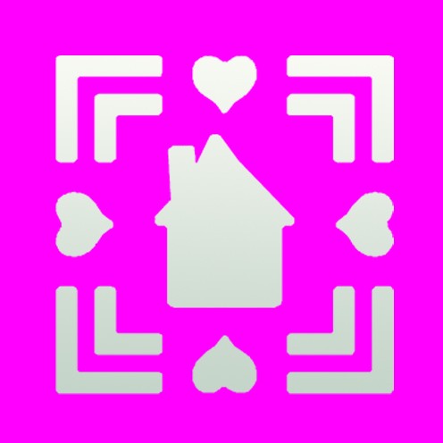 Stanzer Quadrat, 2 Rahmen, Haus + Herzen, ca. 2,2 x 2,2 cm