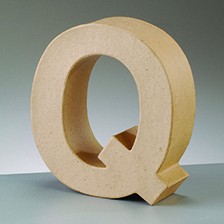 Buchstabe Q, 10 x 3 cm, aus Pappmaché