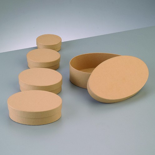 Boxen-Set Oval, aus Pappmaché, 5-teilig