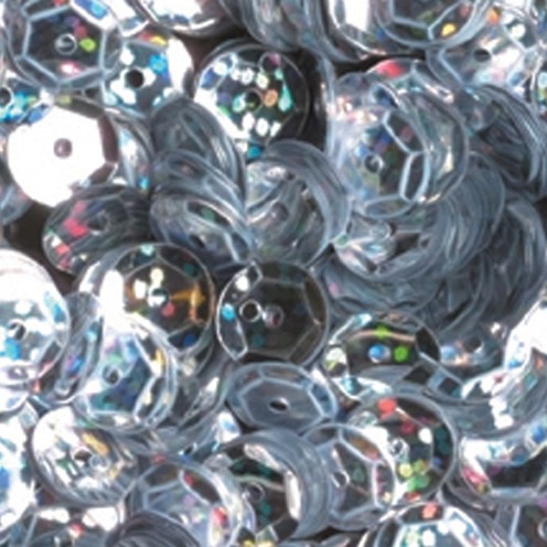 Pailletten, rund, gewölbt, 6 mm, 40g, silber hologramm